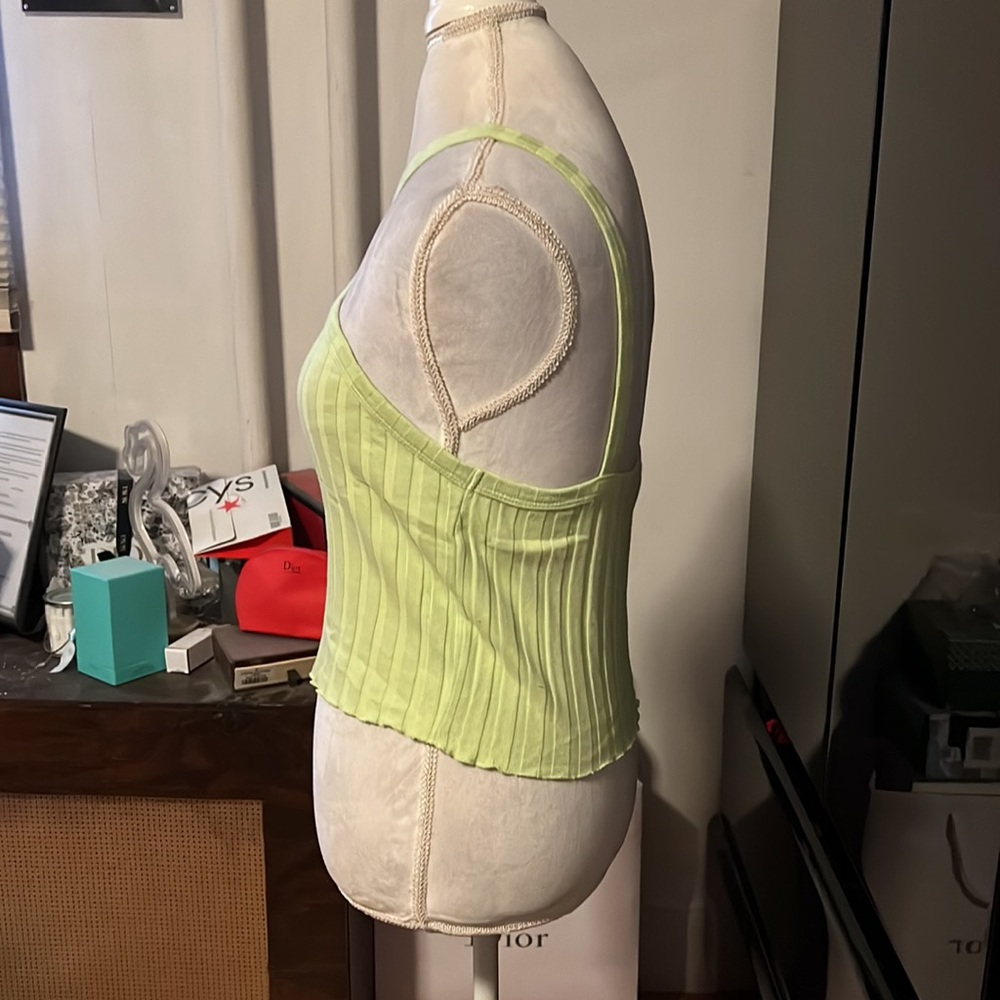Zara large lime green ribbed top - Picture 2 of 3